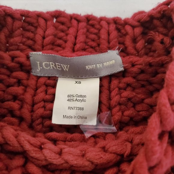 J. Crew Women's Knit By Hand Chunky Trend Knit Pullover Sweater Burgundy Red XS - Picture 6 of 11